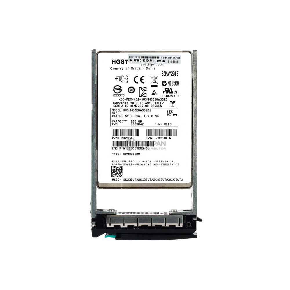 105-000-304-00 EMC SSD 200GB SAS 12G 2.5" SFF